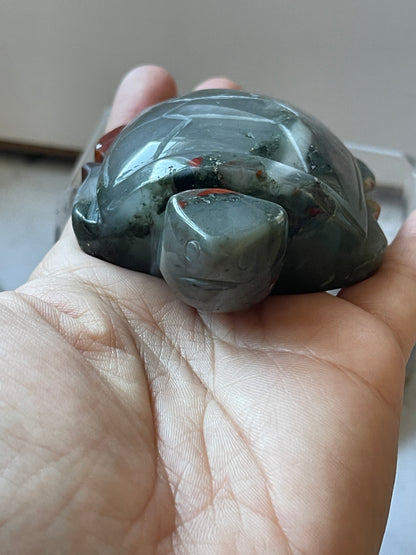 African Bloodstone Turtle Carving