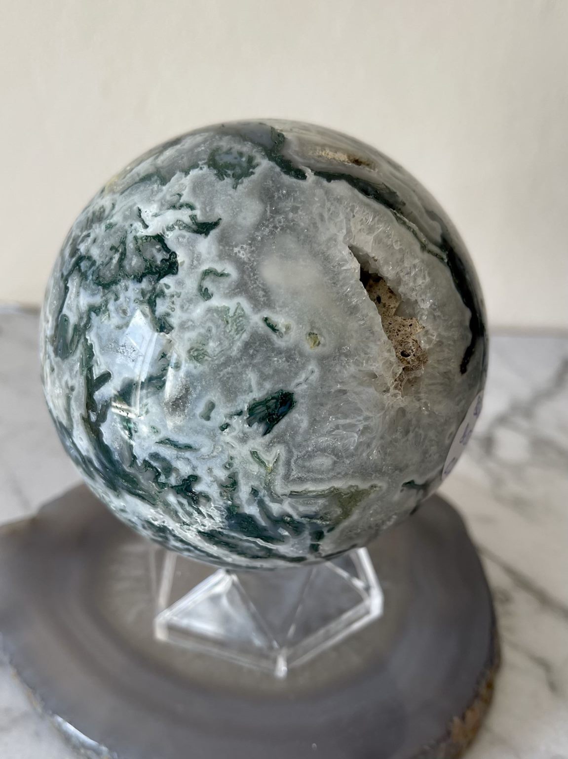 Moss Agate Druzy Crystal Sphere 8.5cm