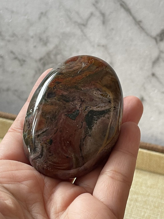 Ocean Jasper Crystal Palm Stone