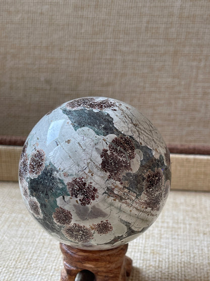 Rhyolite/Green Flower Jasper Crystal Sphere