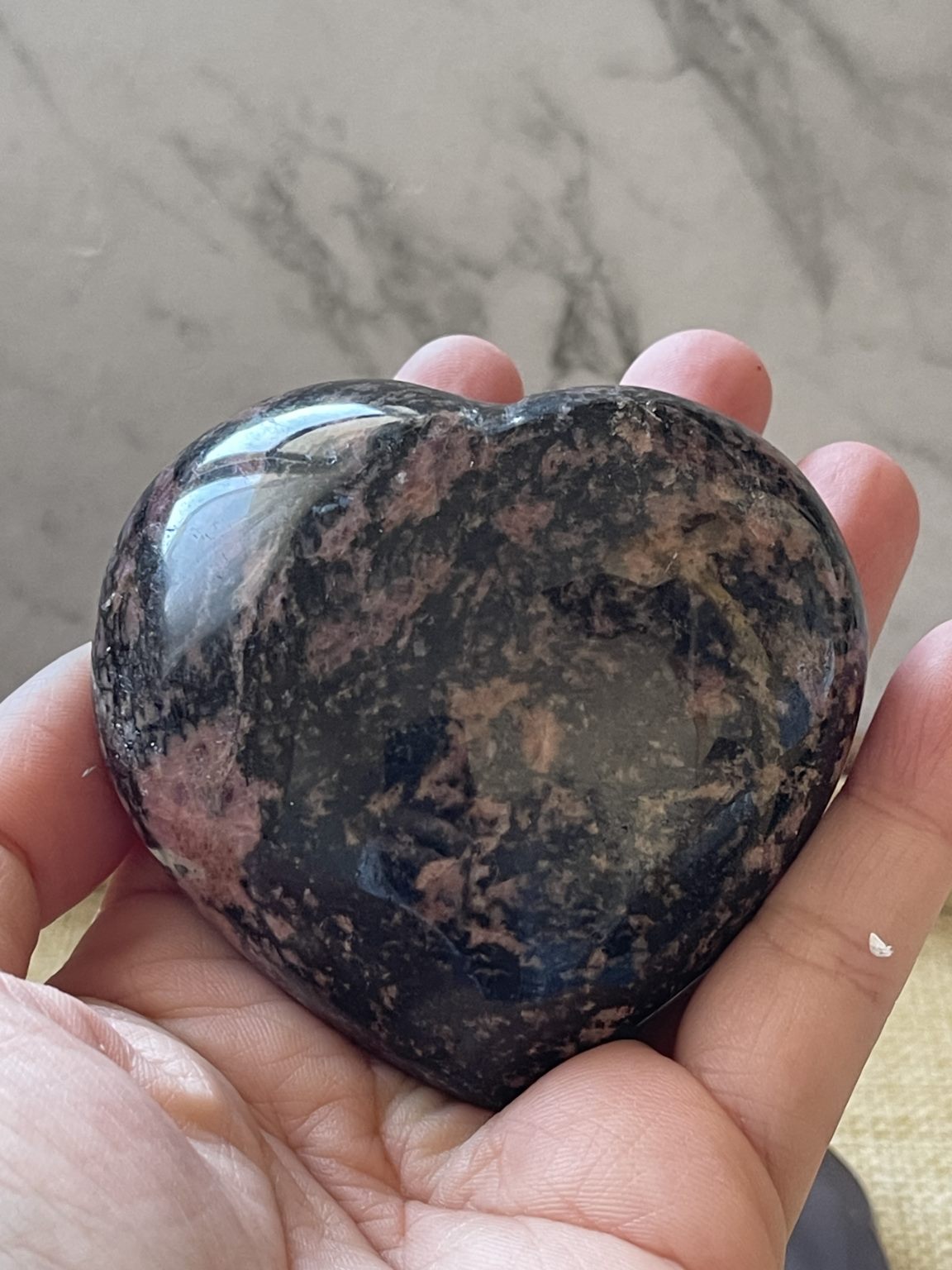 Rhodonite Crystal Heart Carving