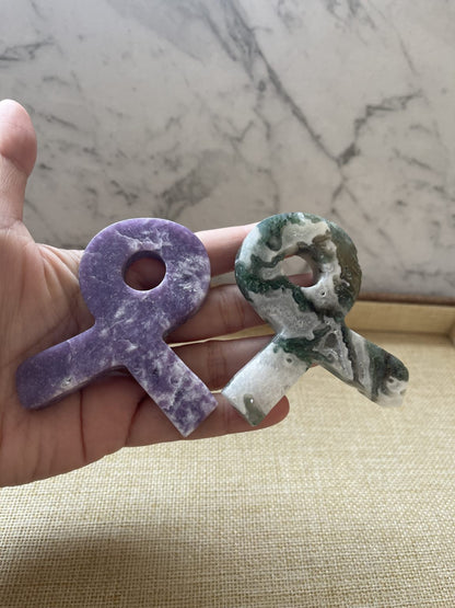 Crystals Carving- Ribbon Moss Agate or Lepidolite