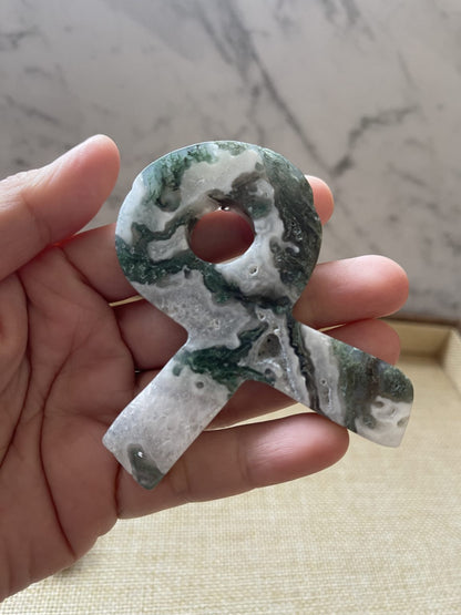 Crystals Carving- Ribbon Moss Agate or Lepidolite