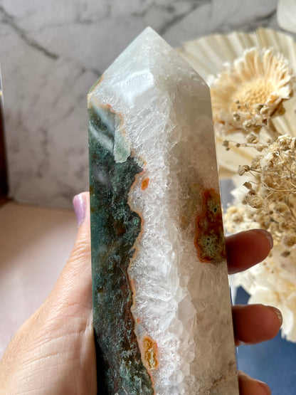 Moss Agate Tower 24cm