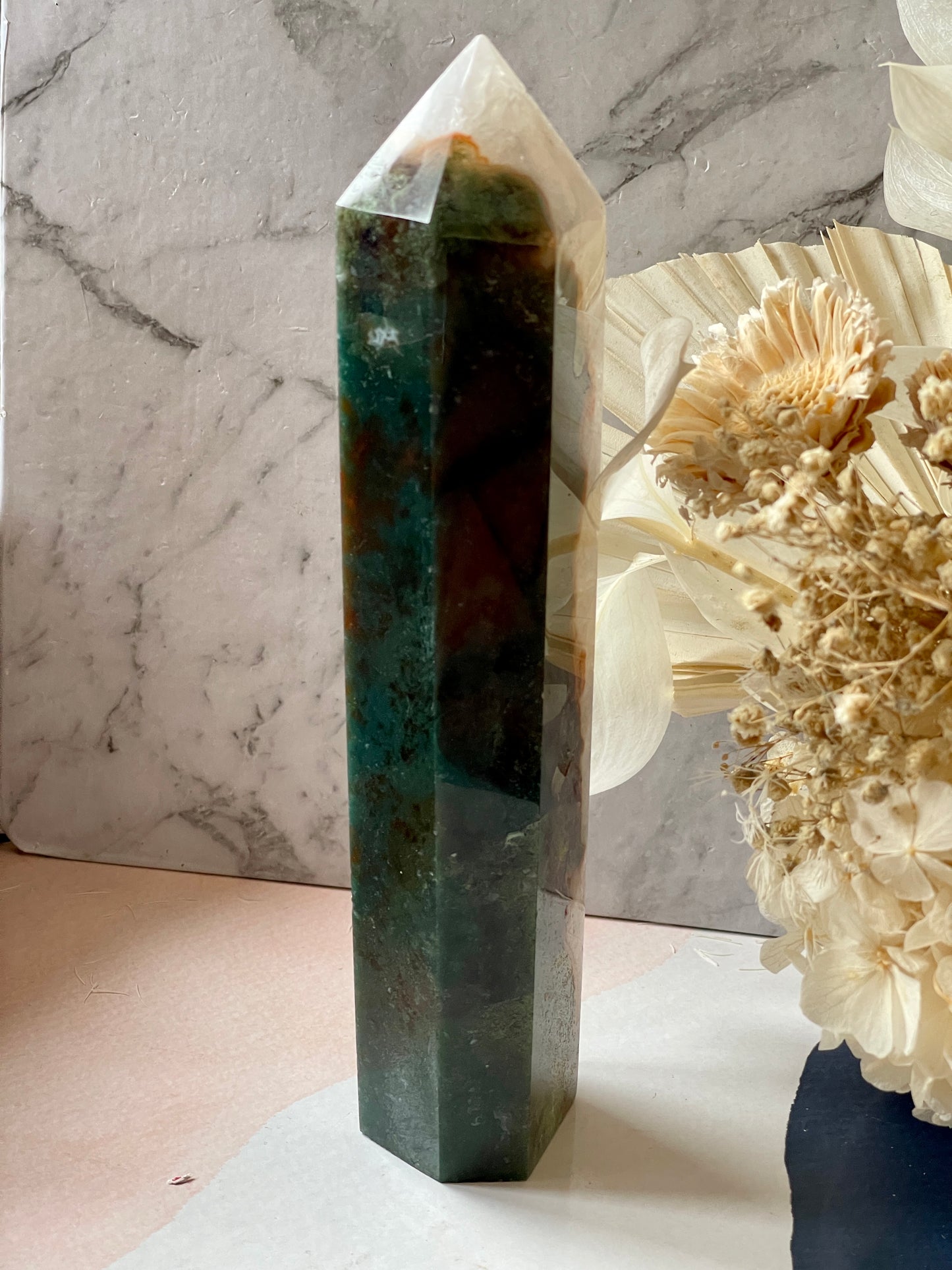 Moss Agate Tower 24cm