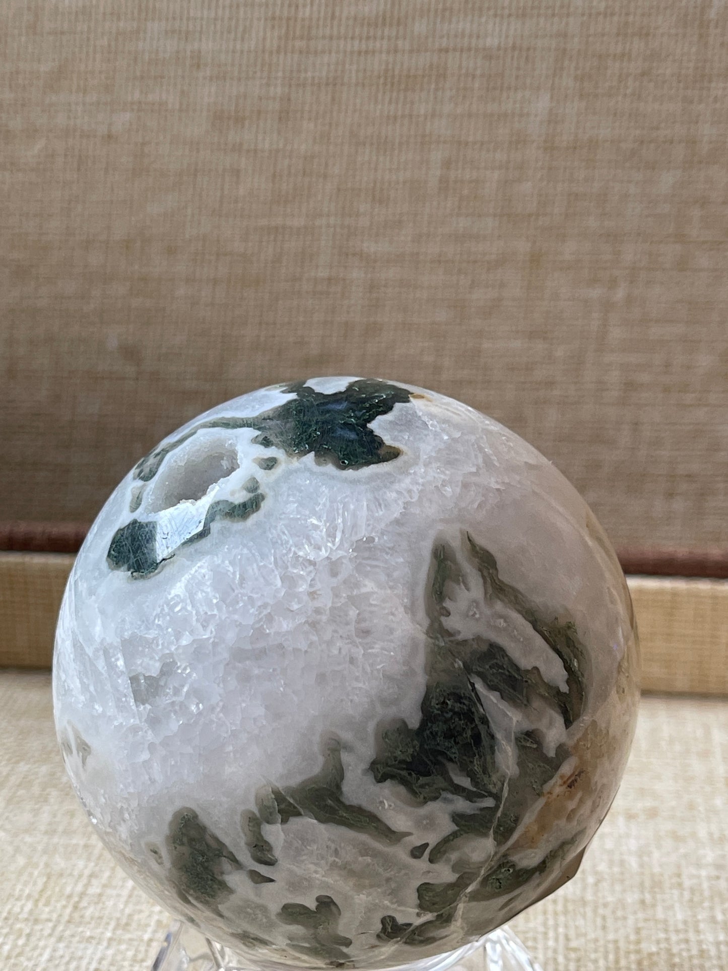 Moss Agate Druzy Crystal Sphere