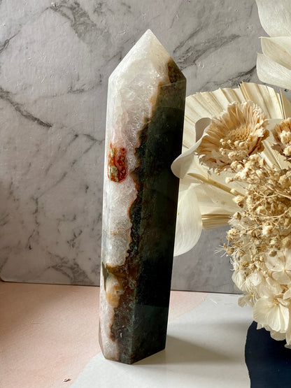 Moss Agate Tower 24cm