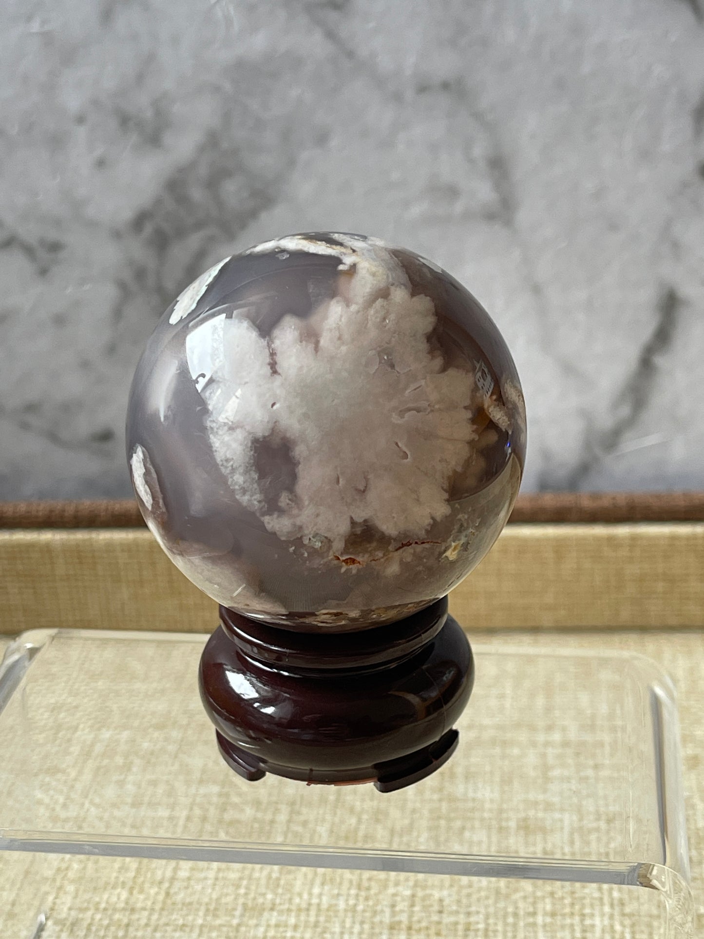 Black Flower Agate Crystal Sphere