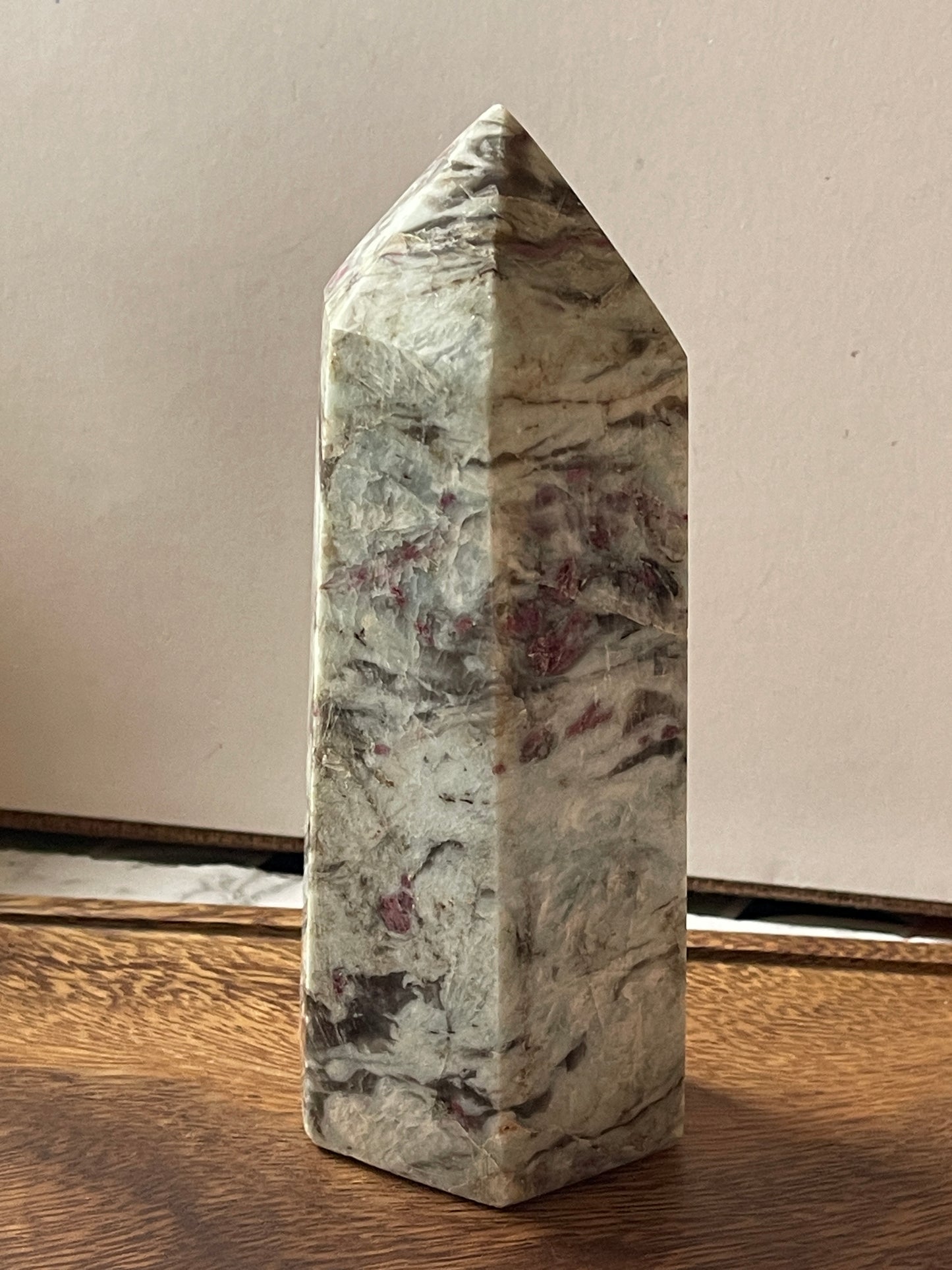 Rubellite Plum Tourmaline in Quartz Crystal Tower