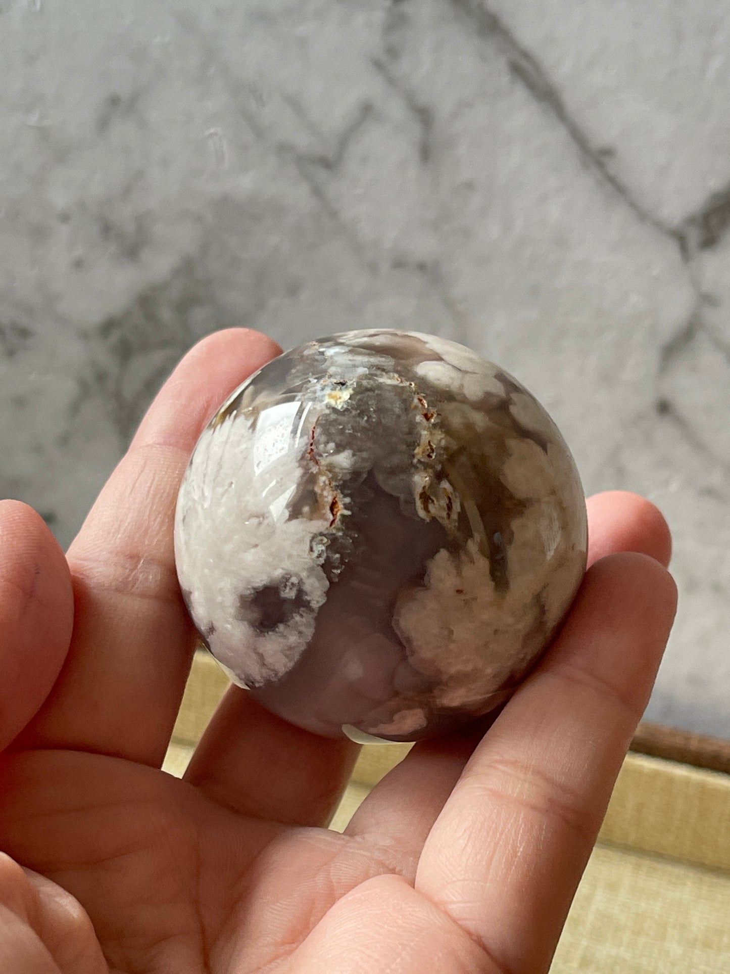 Black Flower Agate Crystal Sphere