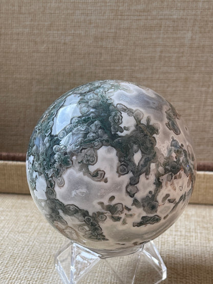 Moss Agate Druzy Crystal Sphere 8.5cm