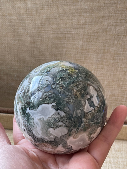 Moss Agate Druzy Crystal Sphere 8.5cm