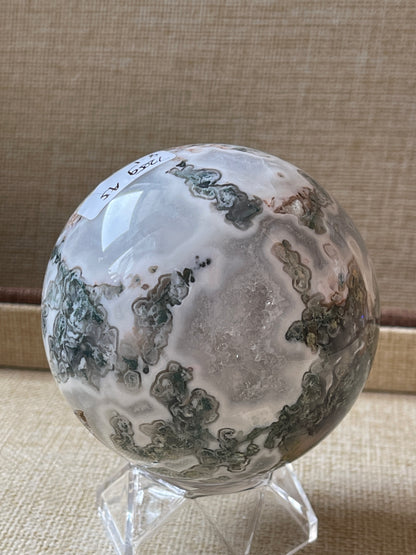 Moss Agate Druzy Crystal Sphere 8.5cm