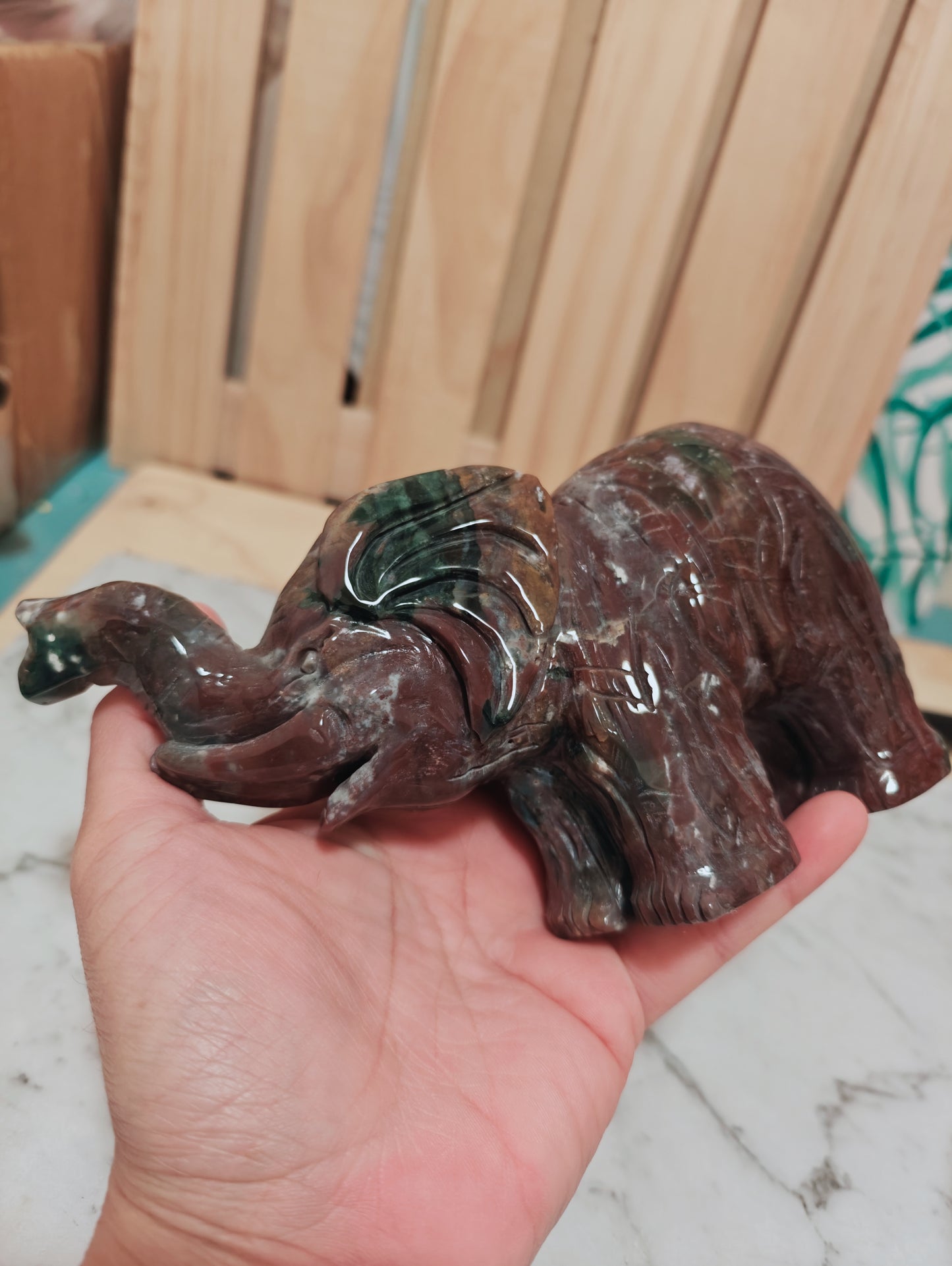 Ocean Jasper Crystal Carving Elephant