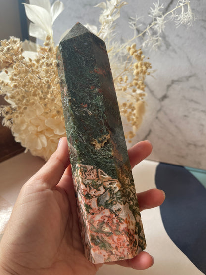 Red Moss Agate Crystal Tower 21cm