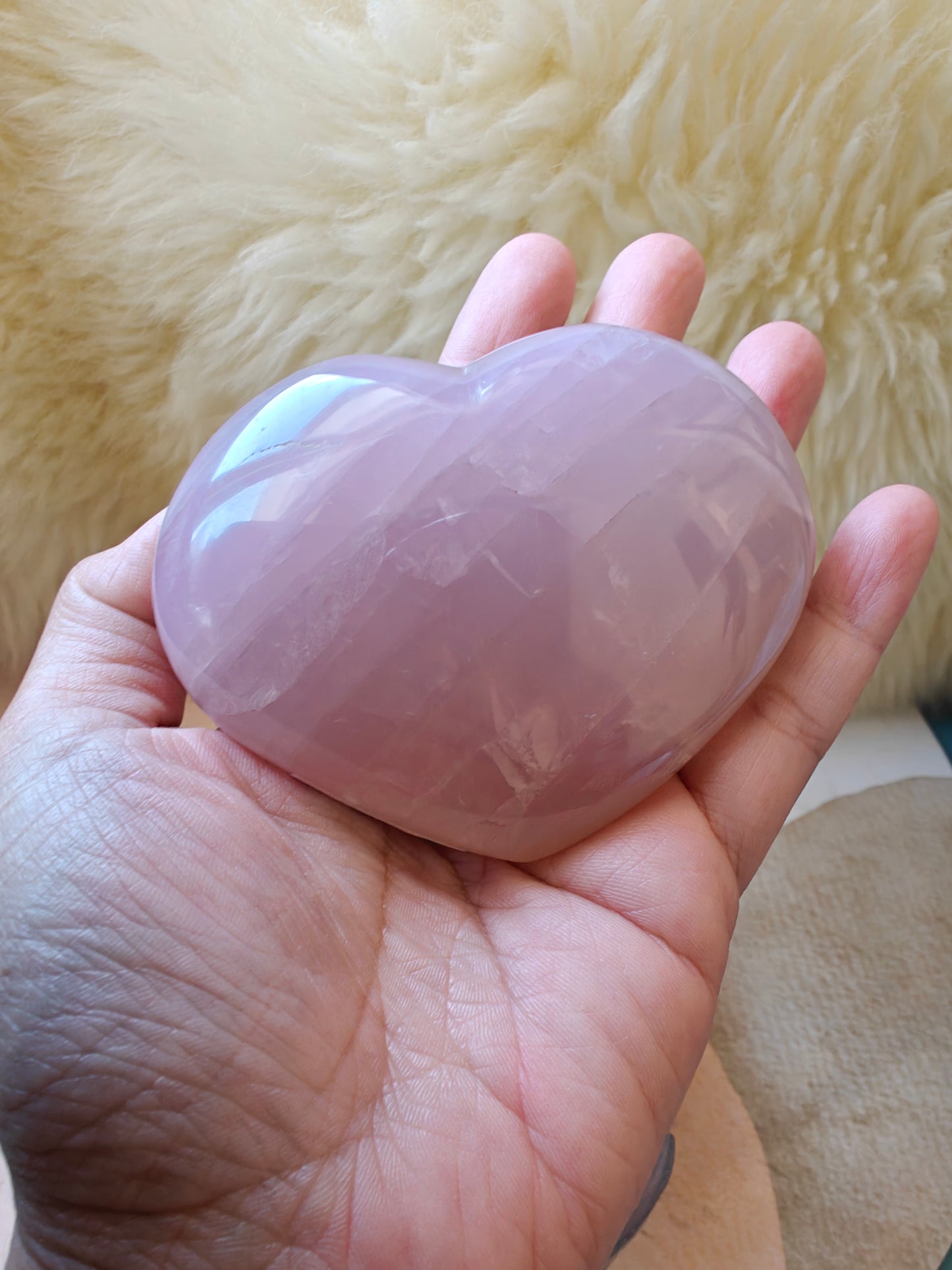 Rose Quartz Crystal Heart Carving