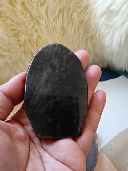 Silver Obsidian Religious Carving