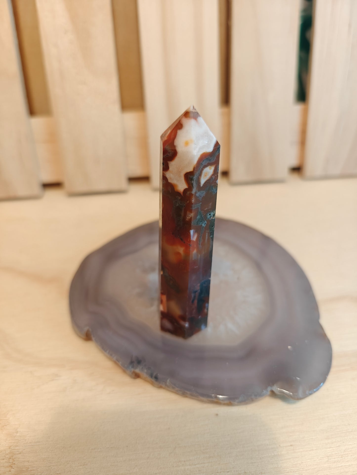 Red Moss Agate Crystal Point