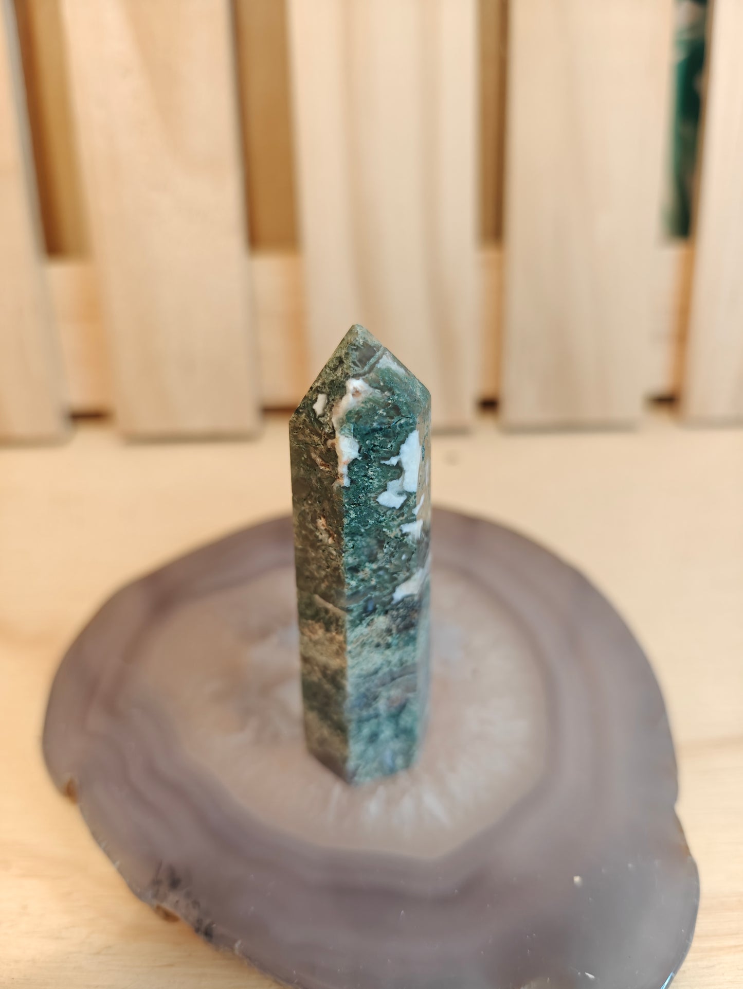 Moss Agate Crystal Point