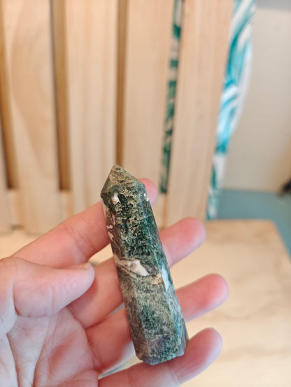 Moss Agate Crystal Point