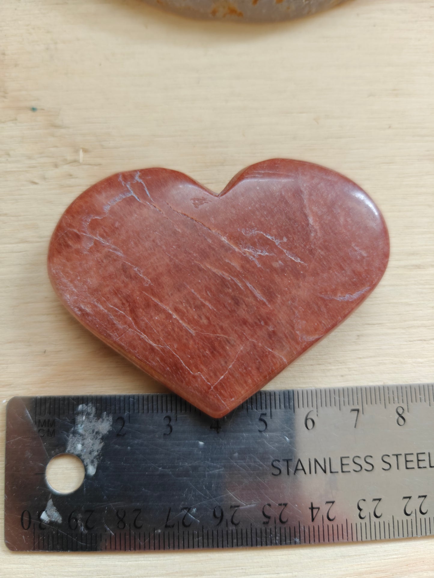 Peach Moonstone Heart Crystal Carving