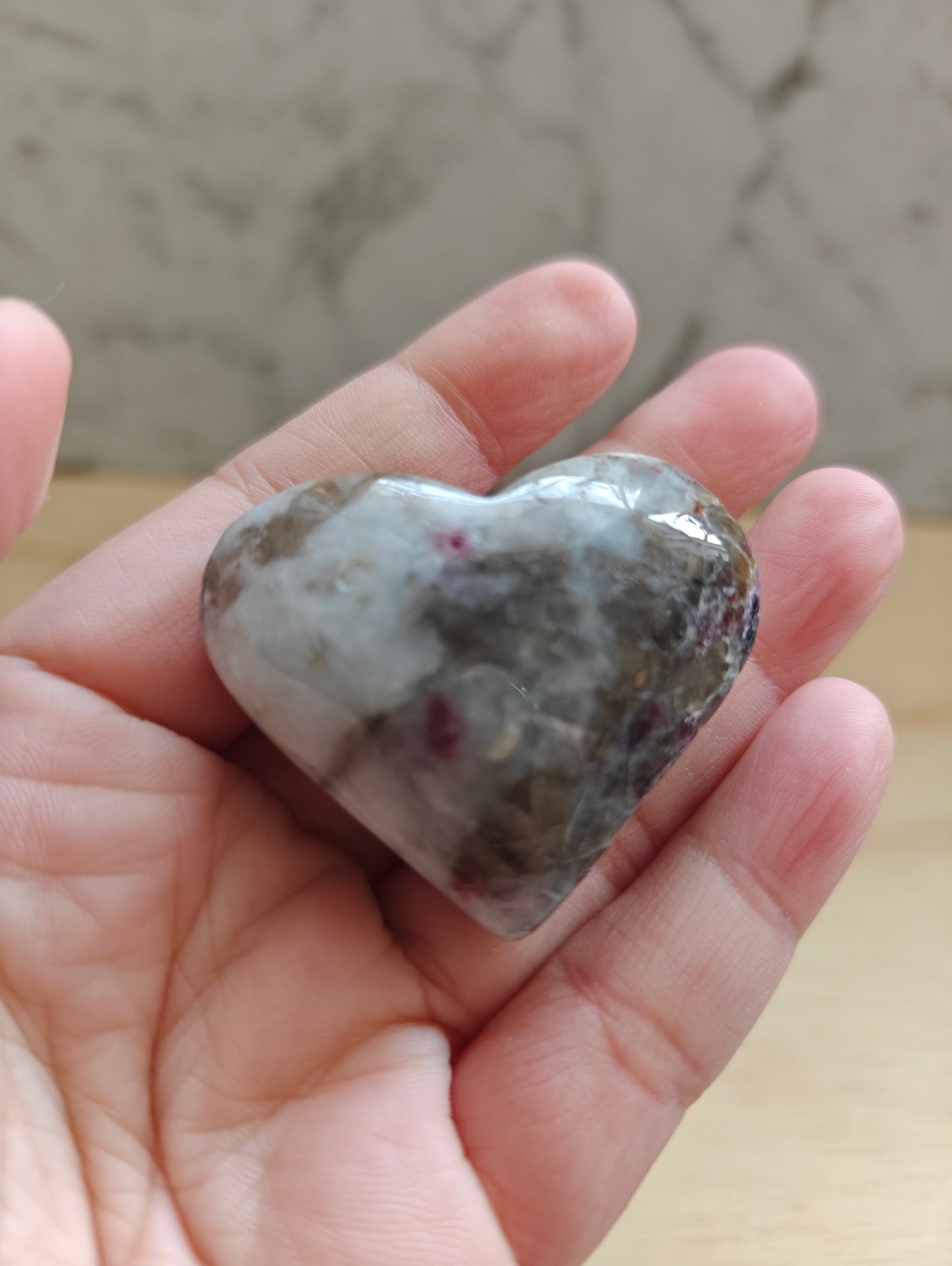 Plum Tourmaline Crystal Heart Carving