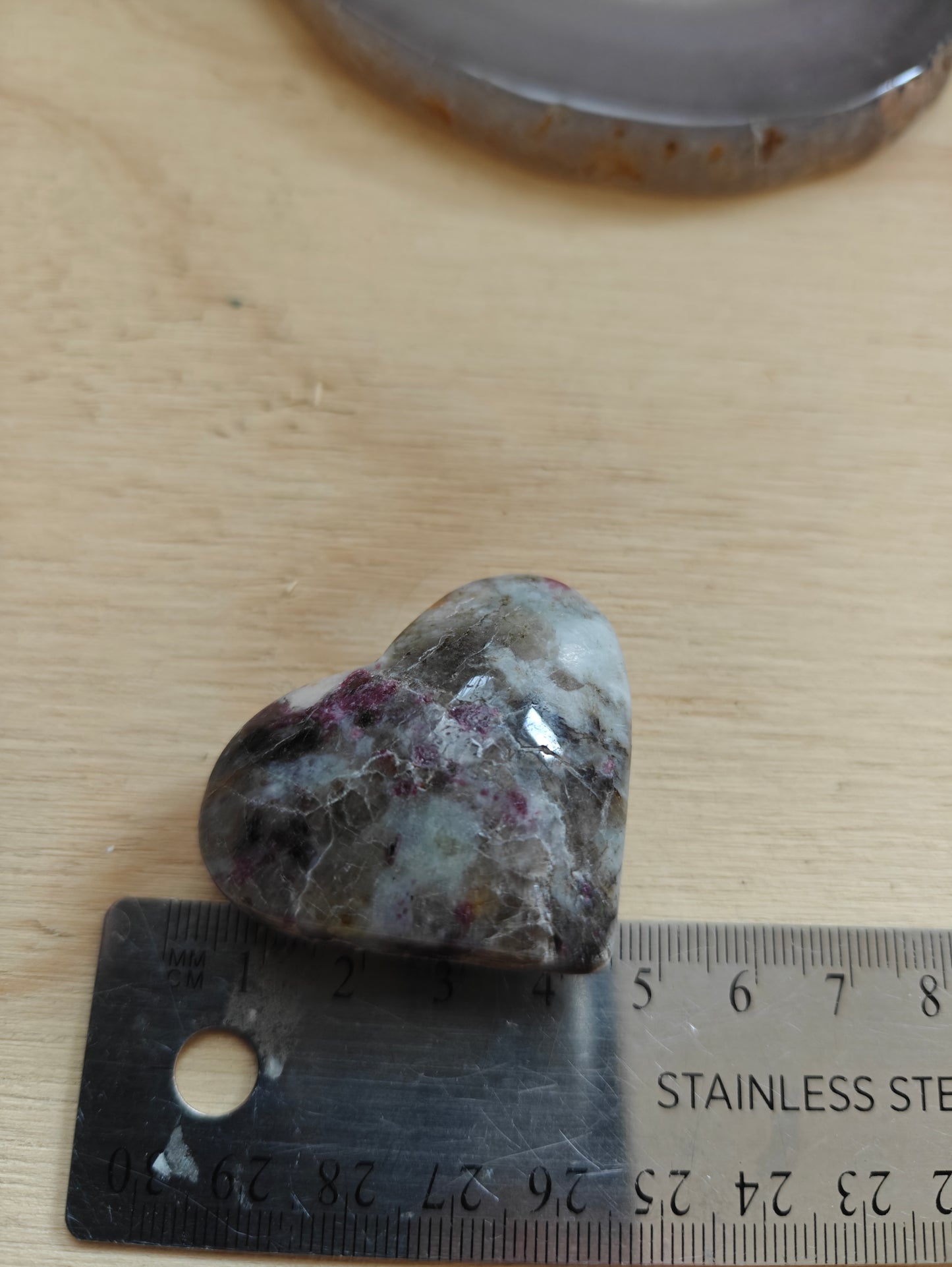 Plum Tourmaline Crystal Heart Carving