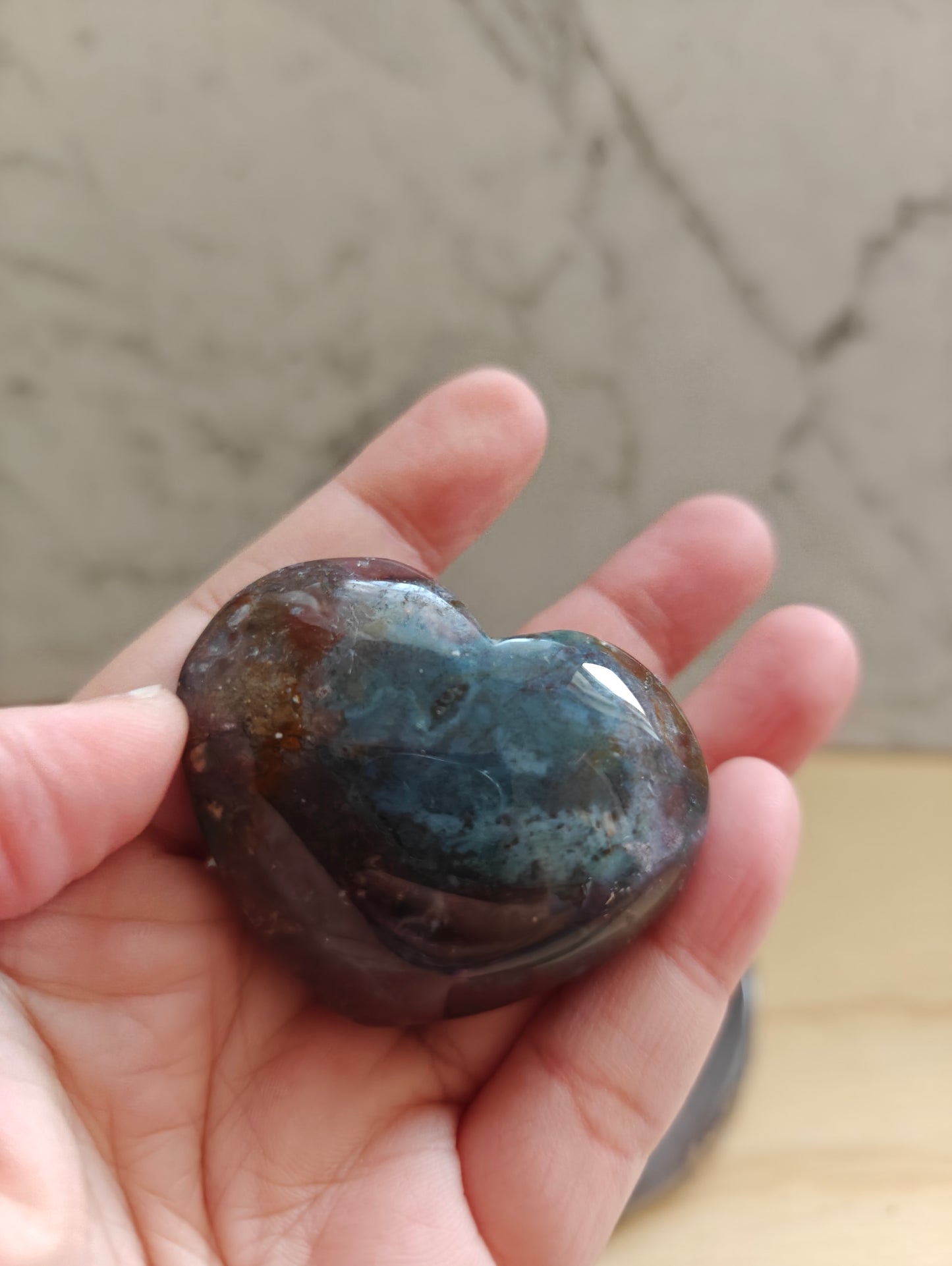 Ocean Jasper Heart Crystal Carving