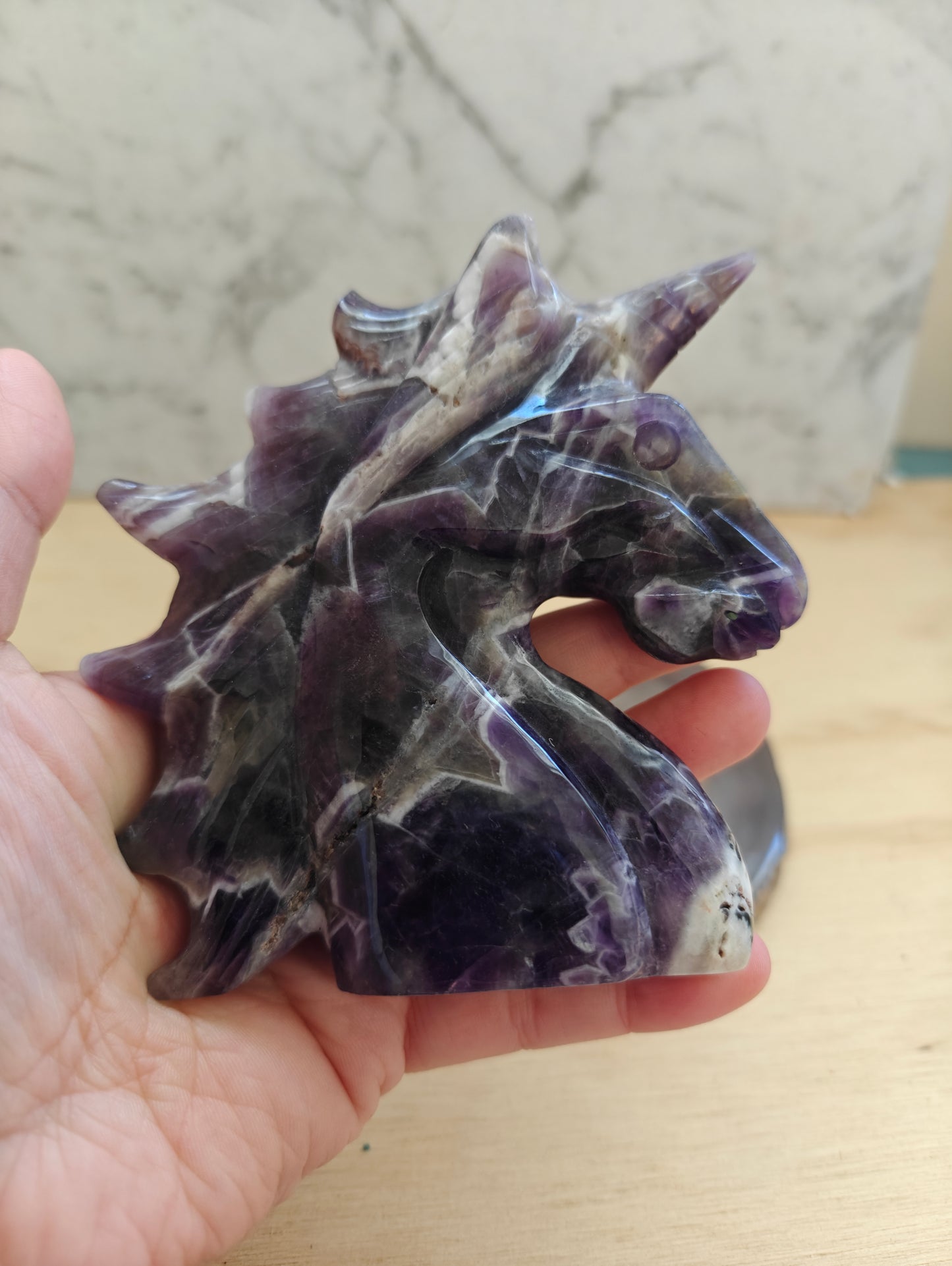 Dream Amethyst Unicorn Carving