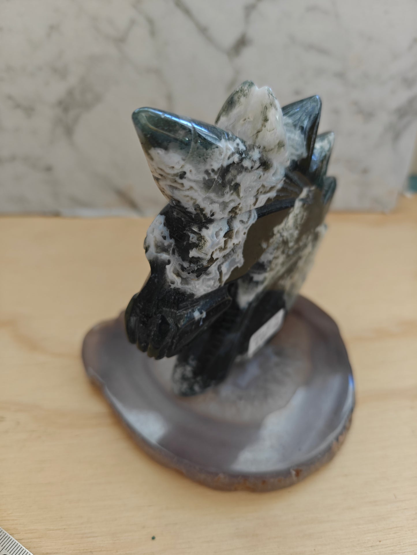 Green Moss Agate Unicorn Carving