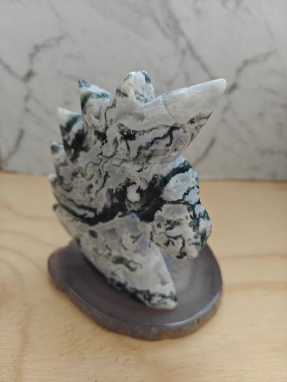 Green Moss Agate Unicorn Carving