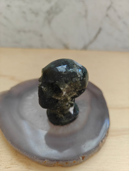 Crystal Carving-Skull Moss Agate