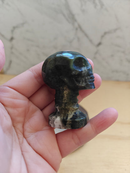 Crystal Carving-Skull Moss Agate