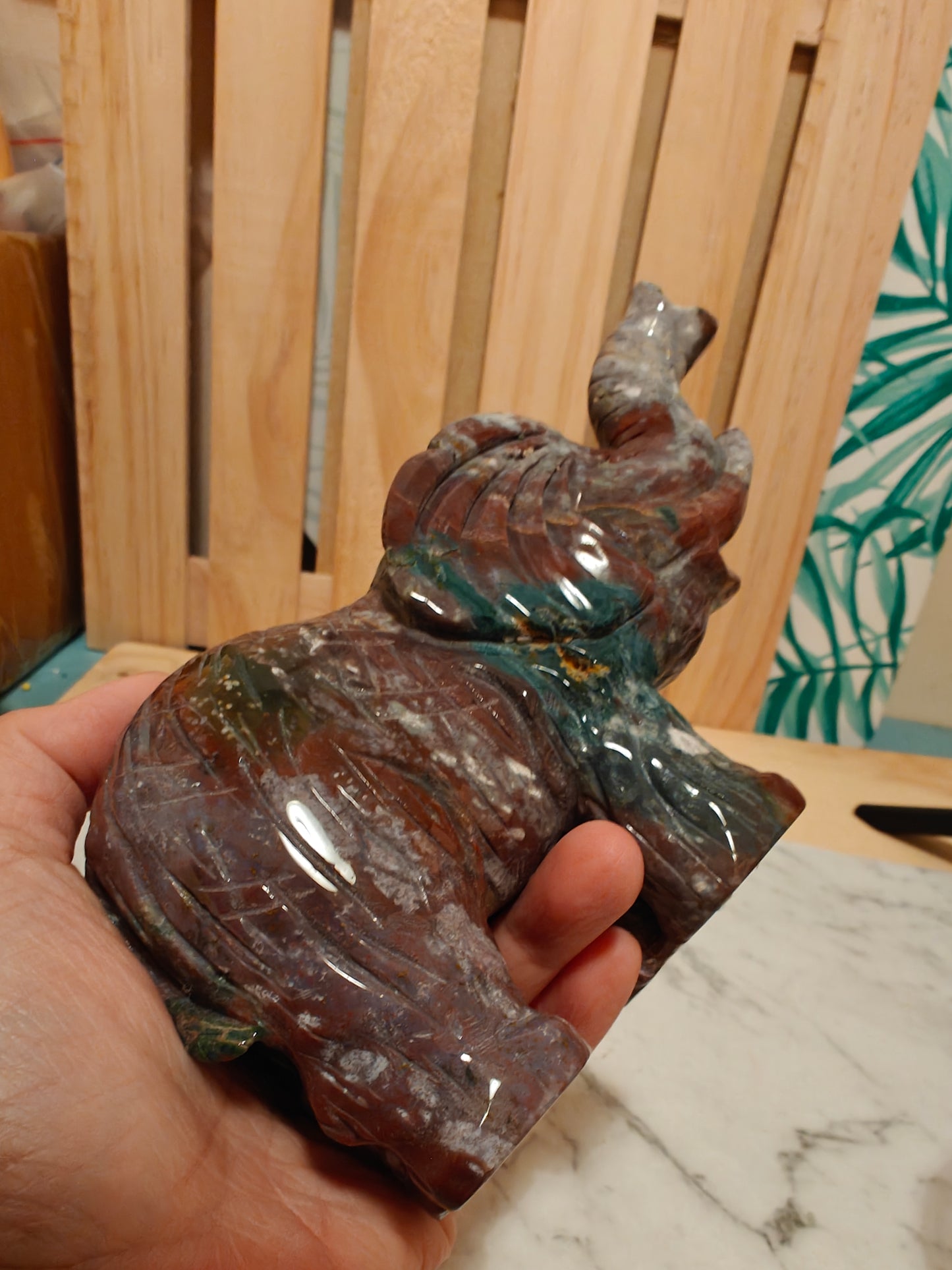 Ocean Jasper Crystal Carving Elephant