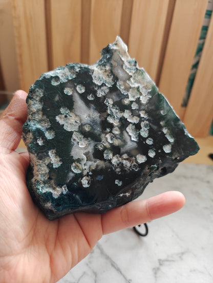 Moss Agate Slab with Holder