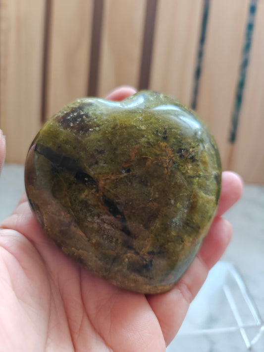 Green Opal Heart Carving