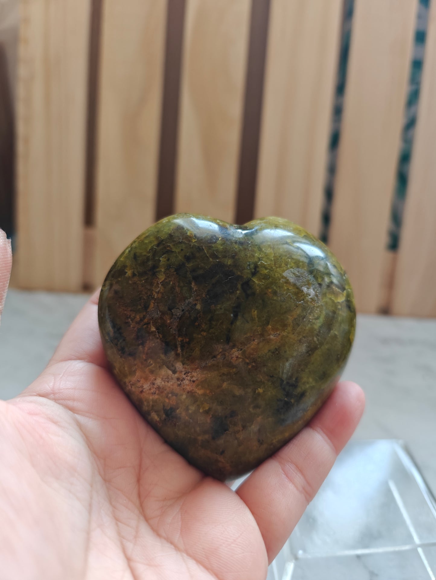 Green Opal Heart Carving