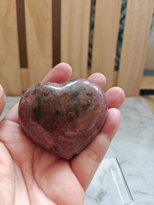 Rhodonite Crystal Heart Carving