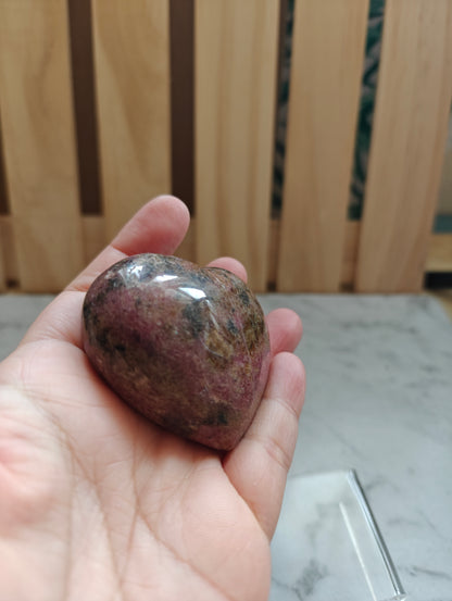 Rhodonite Crystal Heart Carving