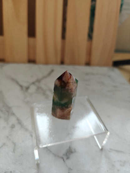 Green Flower Agate Crystal Point