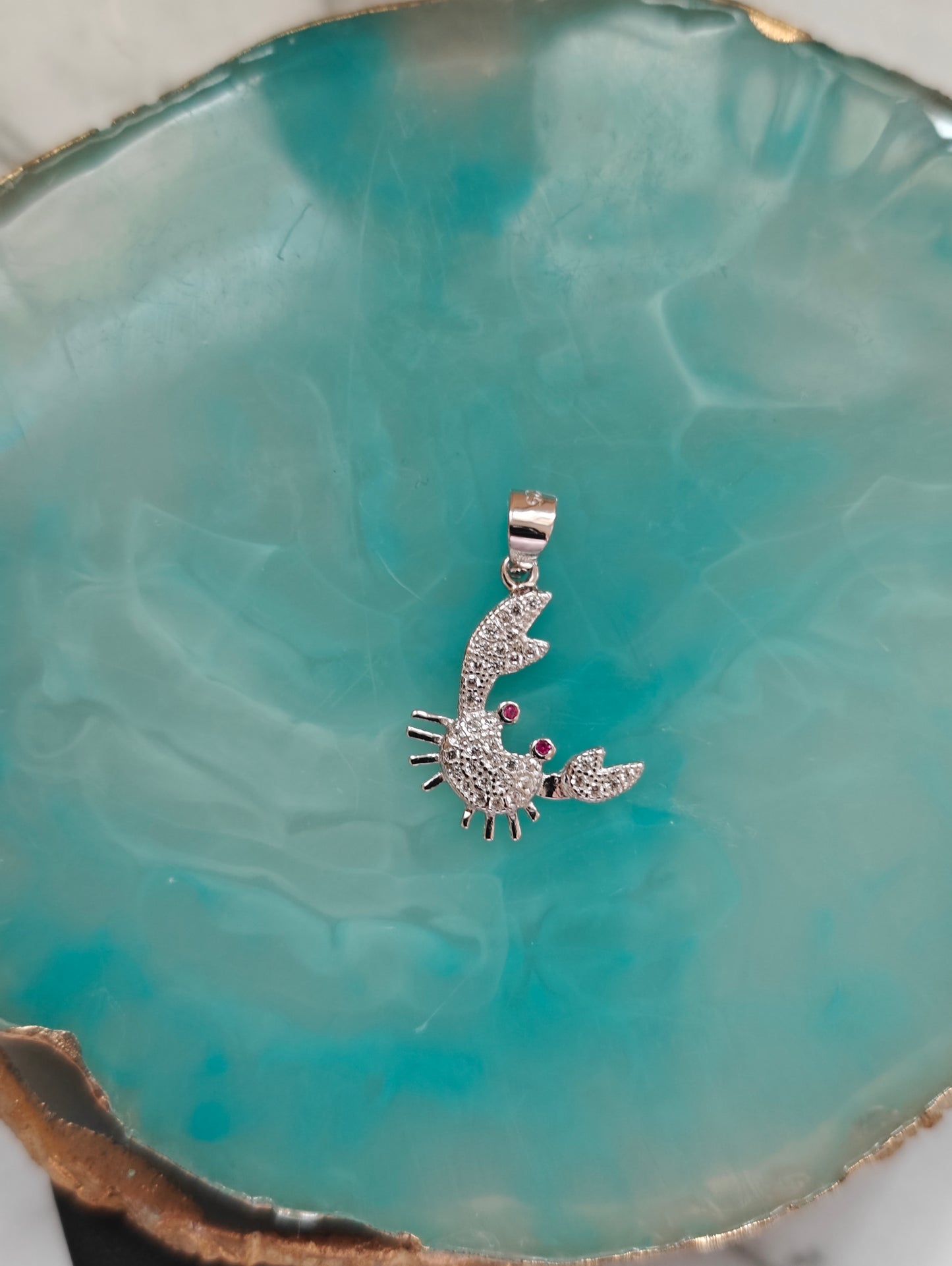 Pendant-Sterling Silver 925 Cubic Zirconia Crab/Cancer Zodiac