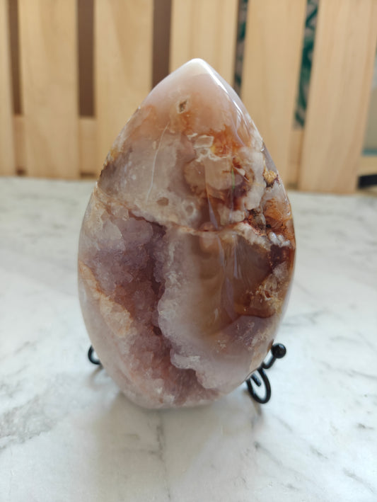 Pink Amethyst/Flower Agate Freeform with Holder