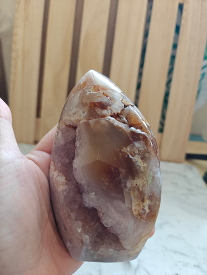 Pink Amethyst/Flower Agate Freeform with Holder