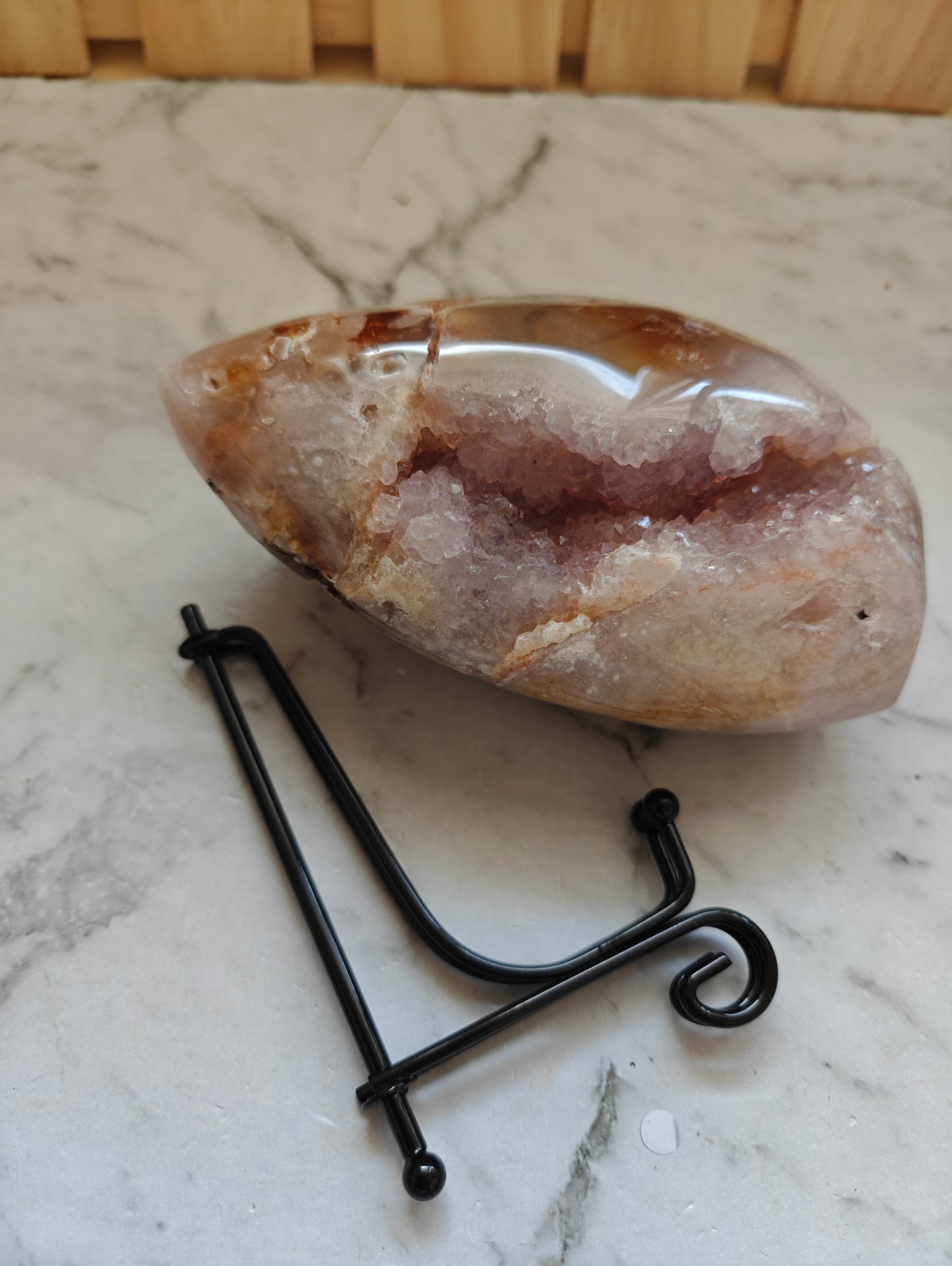 Pink Amethyst/Flower Agate Freeform with Holder