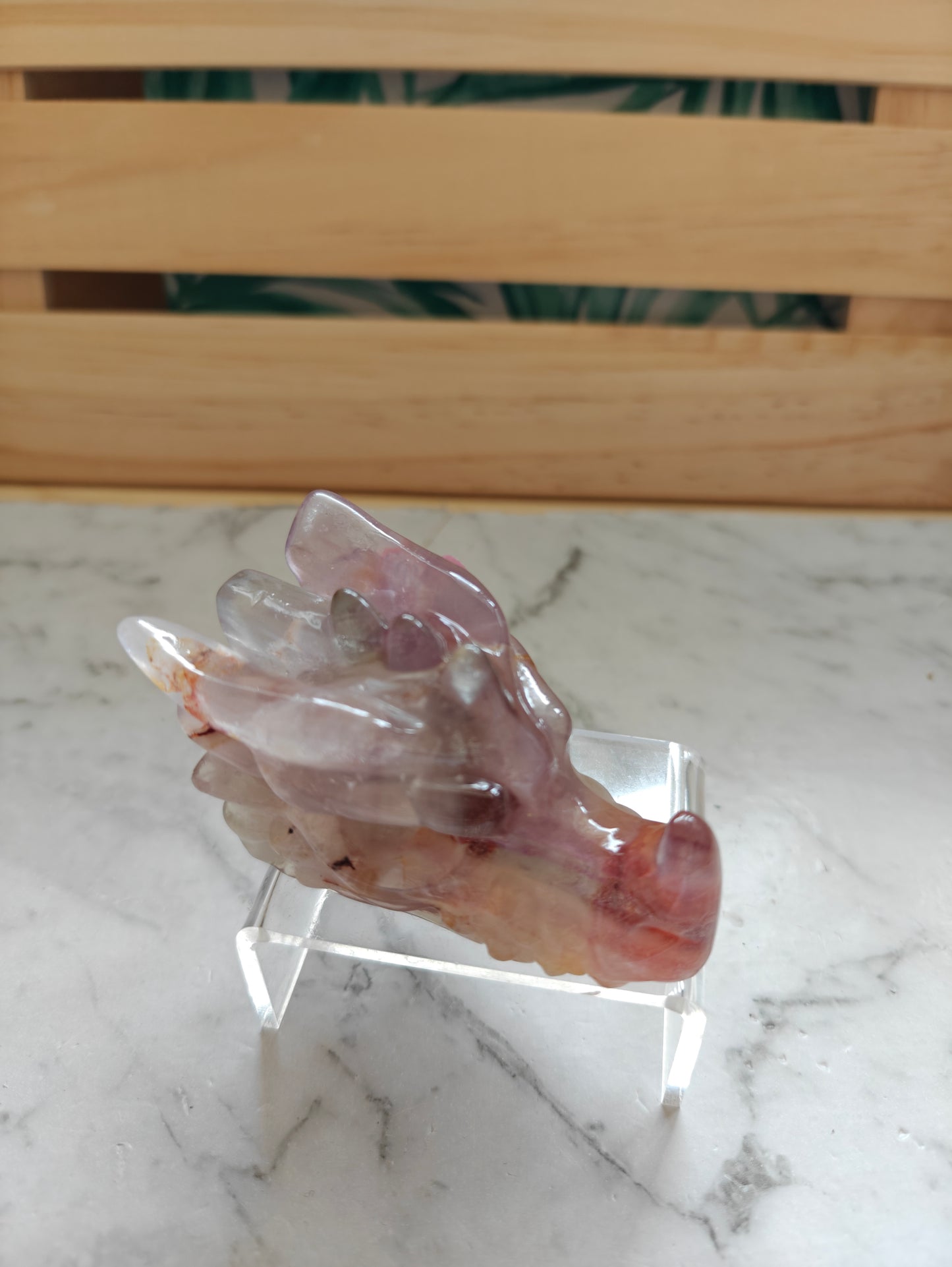 Flourite Crystal Dragon Head Carving