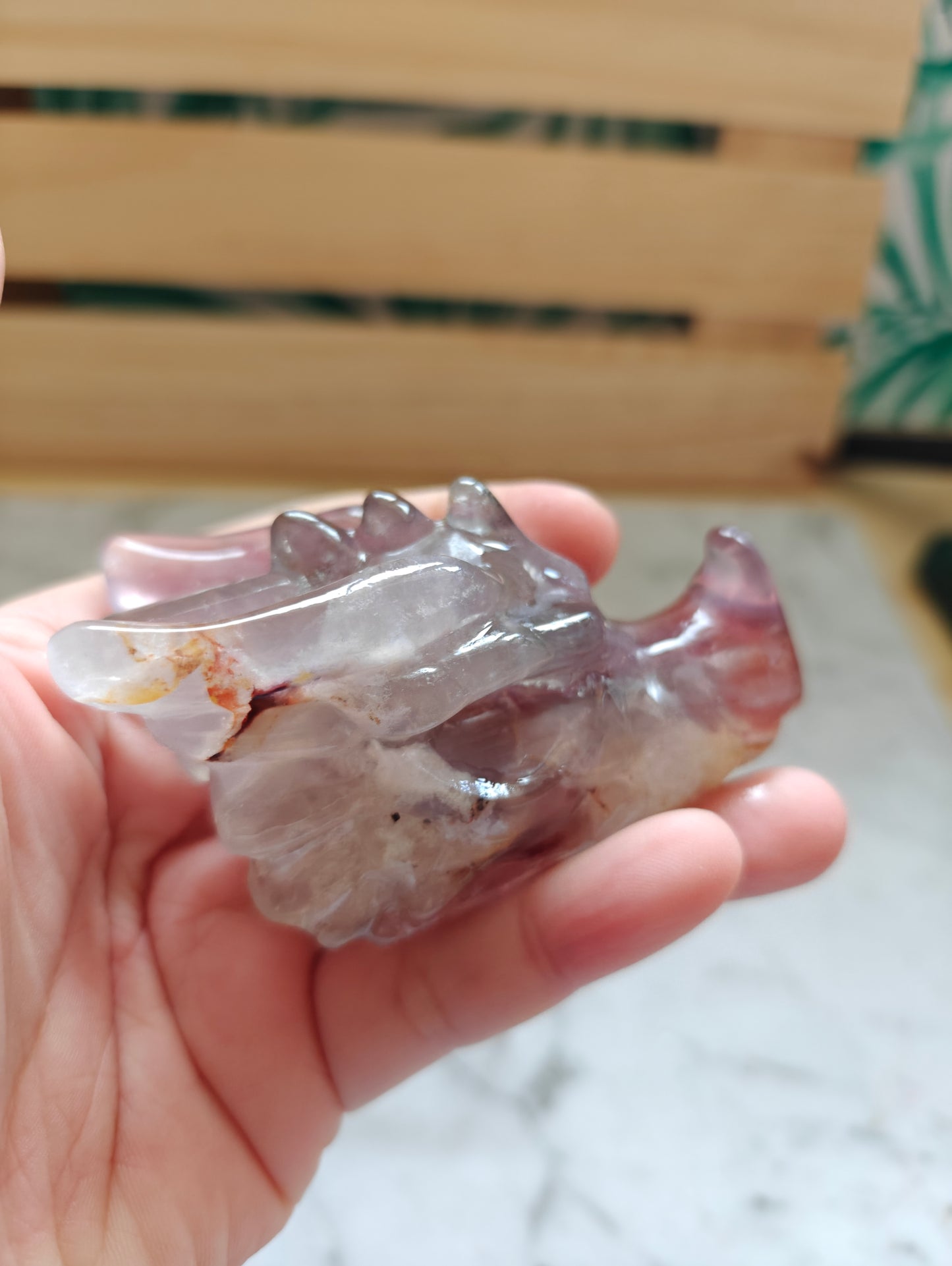 Flourite Crystal Dragon Head Carving