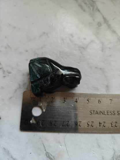 Crystal Carving-Moss Agate Dog