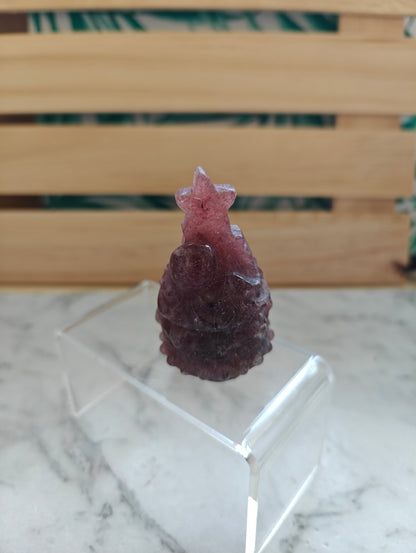 Crystal Carving-Christmas Tree Strawberry Quartz