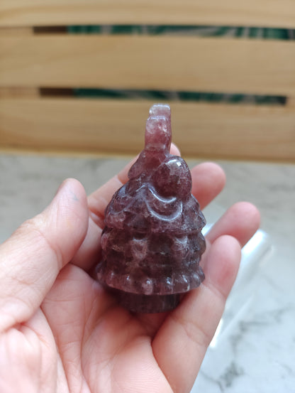 Crystal Carving-Christmas Tree Strawberry Quartz