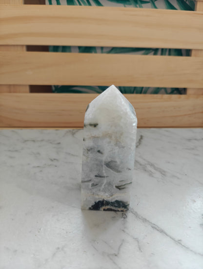 Moss Agate Crystal Tower